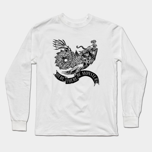 Here There Be Monsters 2 Long Sleeve T-Shirt by saitken